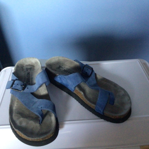 Blue suede Mephisto Helen Sandals size 37 - Picture 2 of 12